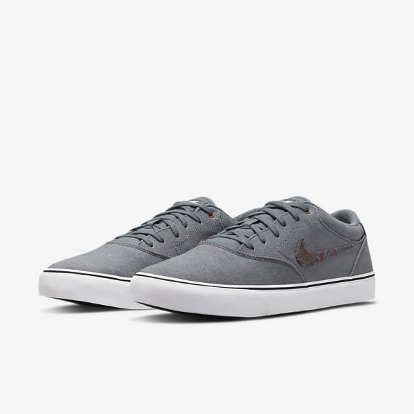 Men's Nike SB Chron 2 Canvas Premium Skate Shoes Grey / White | NK160IFB