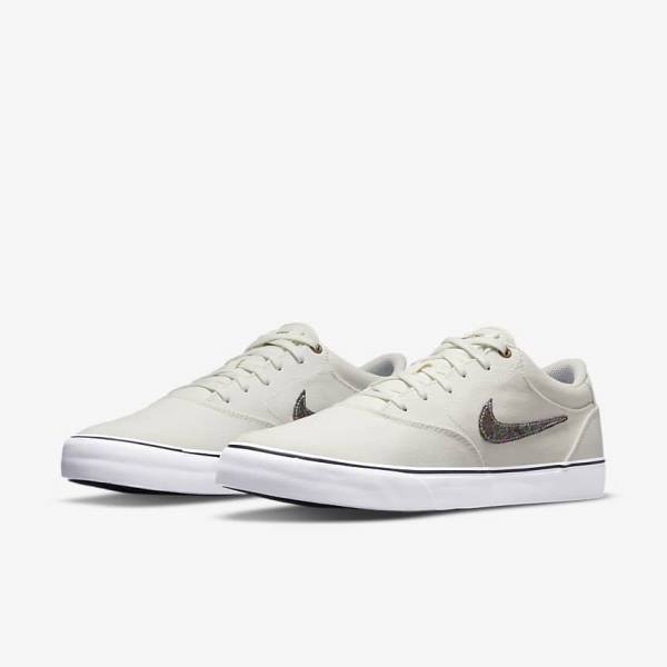 Men's Nike SB Chron 2 Canvas Premium Skate Shoes Grey / Green | NK869MHO