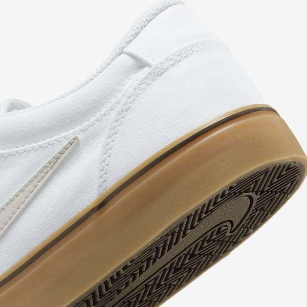 Men's Nike SB Chron 2 Canvas Skate Shoes White / Light Brown / Light Beige | NK362FIR