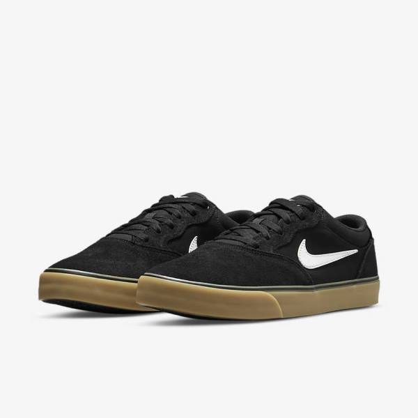 Men's Nike SB Chron 2 Skate Shoes Black / Light Brown / White | NK362WKJ