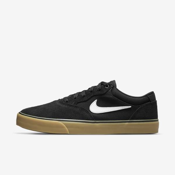 Men\'s Nike SB Chron 2 Skate Shoes Black / Light Brown / White | NK362WKJ