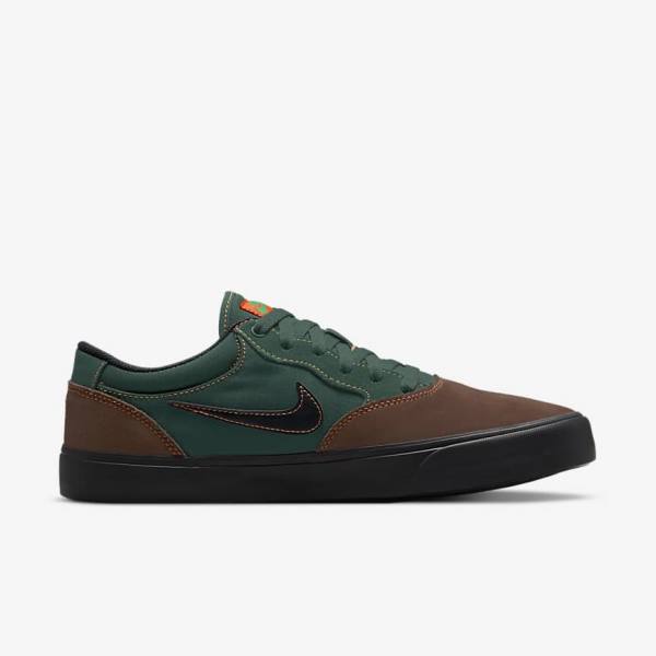 Men's Nike SB Chron 2 Skate Shoes Light Chocolate / Green / Orange / Black | NK023FSA