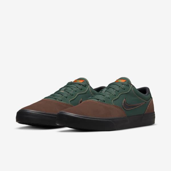 Men's Nike SB Chron 2 Skate Shoes Light Chocolate / Green / Orange / Black | NK023FSA