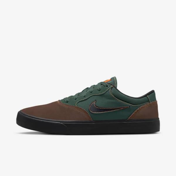 Men\'s Nike SB Chron 2 Skate Shoes Light Chocolate / Green / Orange / Black | NK023FSA