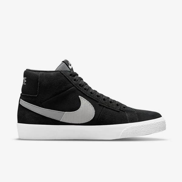 Men's Nike SB Zoom Blazer Mid Premium Sneakers Black / Grey / White | NK249DBY