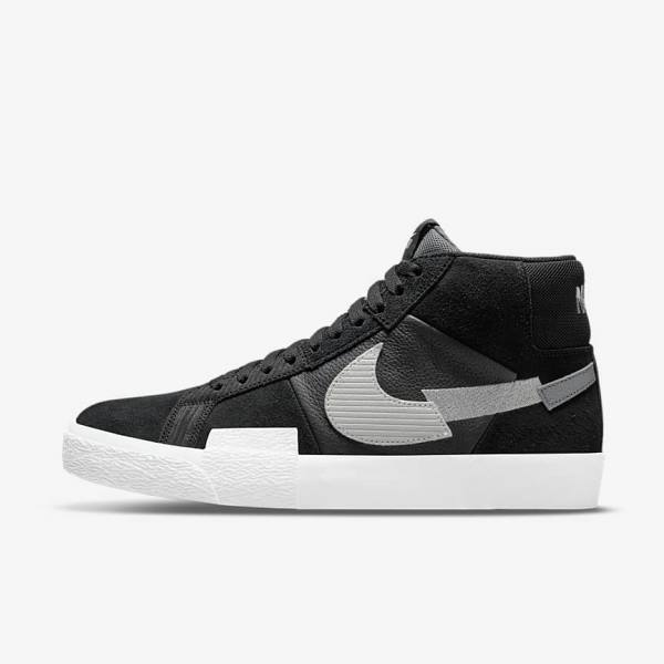 Men\'s Nike SB Zoom Blazer Mid Premium Sneakers Black / Grey / White | NK249DBY