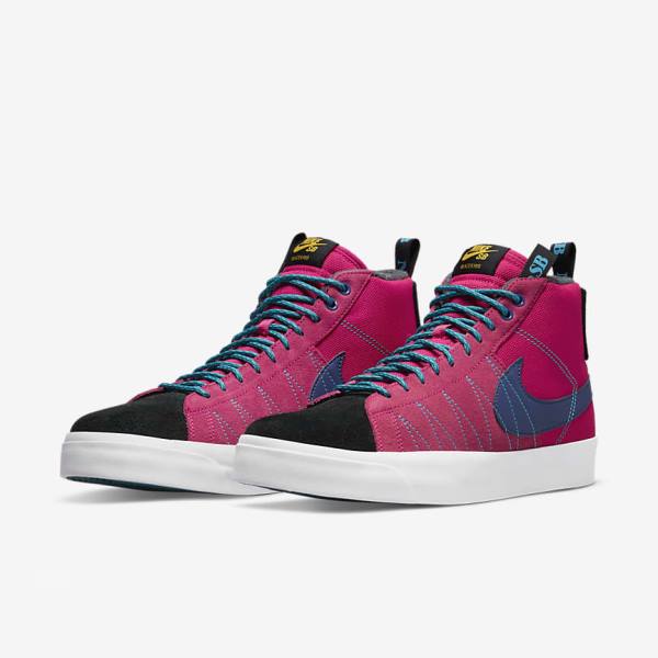 Men's Nike SB Zoom Blazer Mid Premium Sneakers Pink / Blue / Royal Blue | NK509XUK