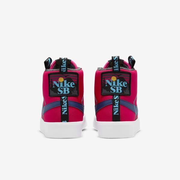 Men's Nike SB Zoom Blazer Mid Premium Sneakers Pink / Blue / Royal Blue | NK509XUK