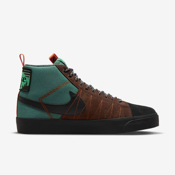 Men's Nike SB Zoom Blazer Mid Premium Sneakers Green / White / Orange / Black | NK693CMA