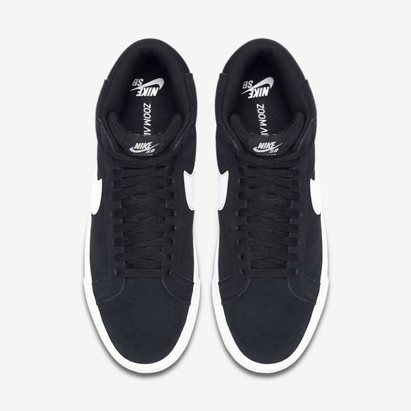 Men's Nike SB Zoom Blazer Mid Sneakers Black / White | NK657BID