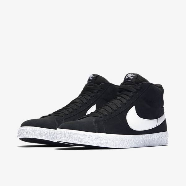 Men's Nike SB Zoom Blazer Mid Sneakers Black / White | NK657BID