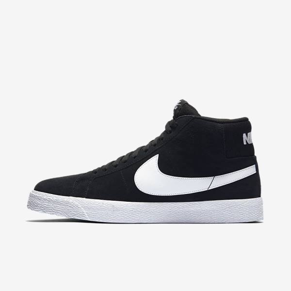 Men\'s Nike SB Zoom Blazer Mid Sneakers Black / White | NK657BID