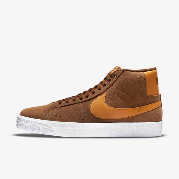 Men\'s Nike SB Zoom Blazer Mid Sneakers White / Yellow | NK306MUN