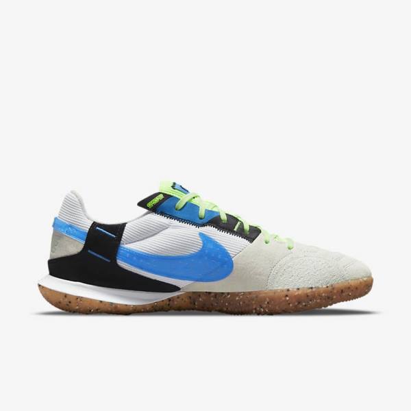 Men's Nike Streetgato Football Shoes White / Black / Light Green / Light Blue | NK704BIL