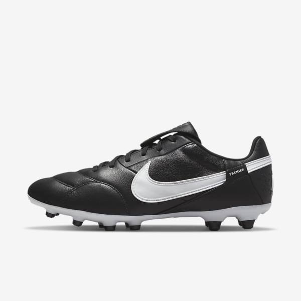 Men\'s Nike The Premier 3 FG Firm-Grounds Football Shoes Black / White | NK849TDP