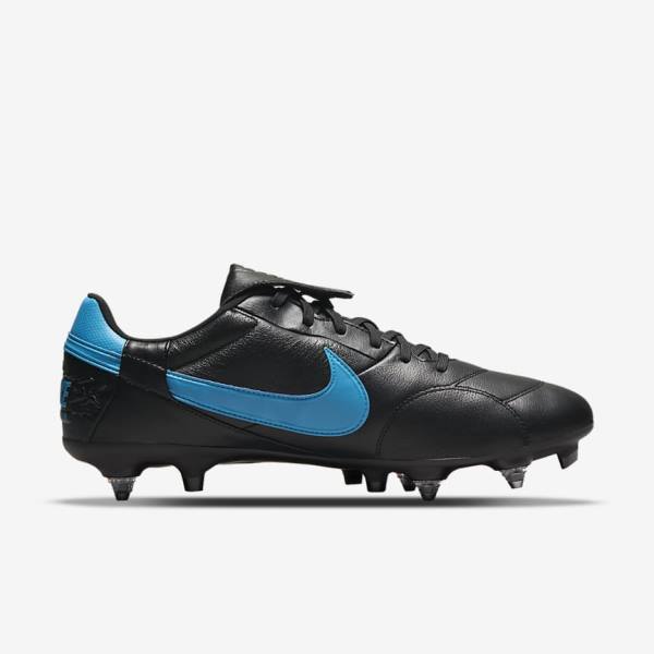 Men's Nike The Premier 3 SG-PRO Anti-Clog Traction Soft-Ground Football Shoes Black / Blue | NK560UTD