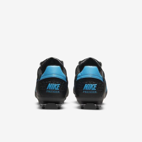 Men's Nike The Premier 3 SG-PRO Anti-Clog Traction Soft-Ground Football Shoes Black / Blue | NK560UTD