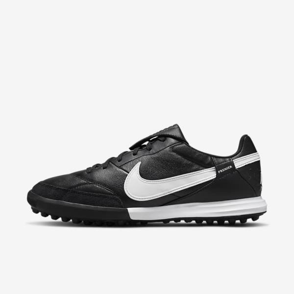 Men\'s Nike The Premier 3 TF Artificial-Turf Football Shoes Black / White | NK374VUL