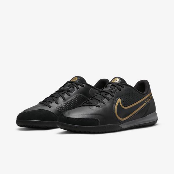 Men's Nike Tiempo Legend 9 Academy IC Indoor-Court Football Shoes Black / Dark Grey / Metal Gold / Black | NK267ULD