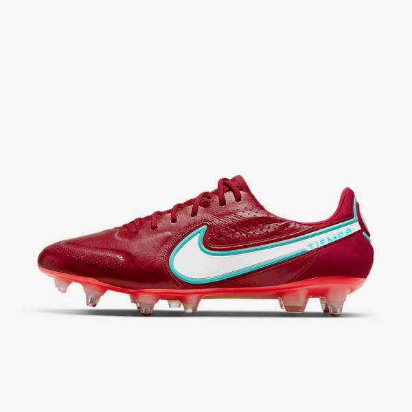 Men\'s Nike Tiempo Legend 9 Elite SG-Pro AC Soft-Ground Football Shoes Red / Light Red / White | NK415ZWD