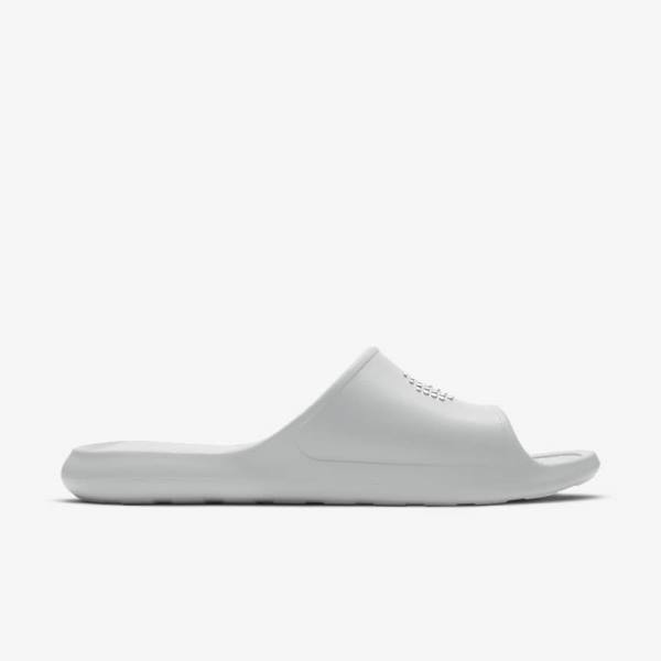 Men's Nike Victori One Shower Slides Light Grey / Light Grey / White | NK174DGY