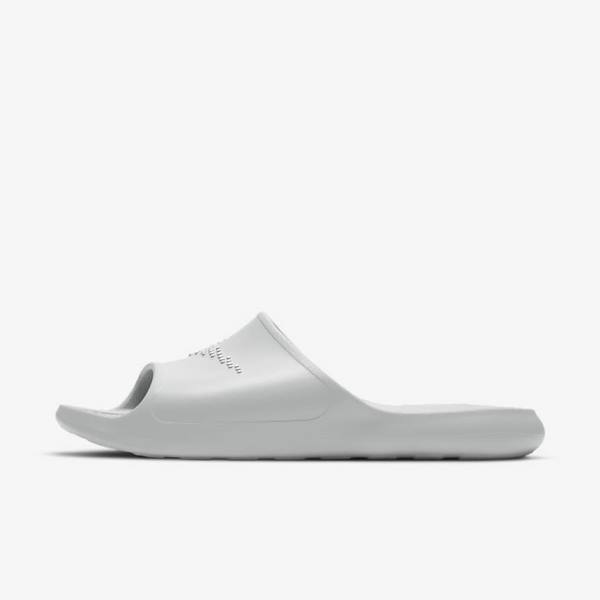 Men\'s Nike Victori One Shower Slides Light Grey / Light Grey / White | NK174DGY