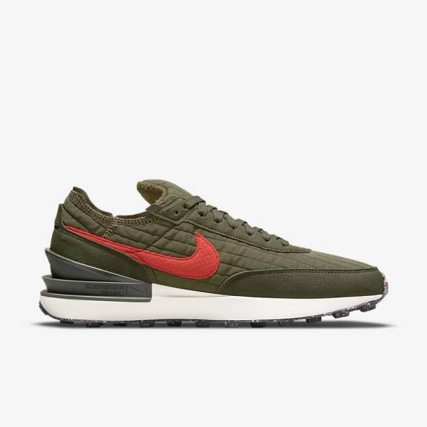 Men's Nike Waffle One Premium Sneakers Olive / Black / Orange | NK791HYW