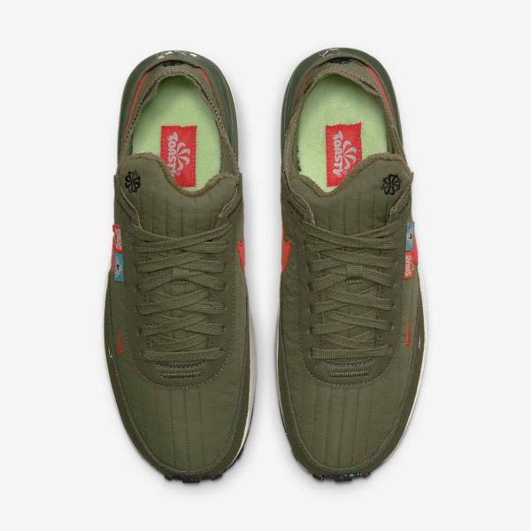 Men's Nike Waffle One Premium Sneakers Olive / Black / Orange | NK791HYW