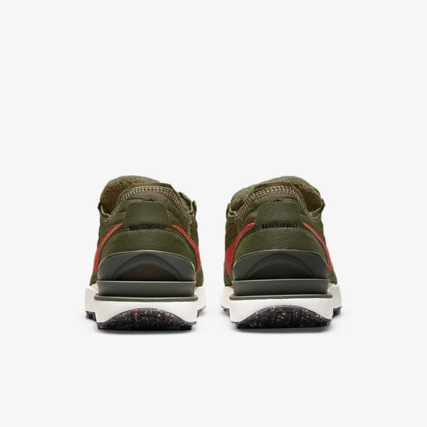 Men's Nike Waffle One Premium Sneakers Olive / Black / Orange | NK791HYW