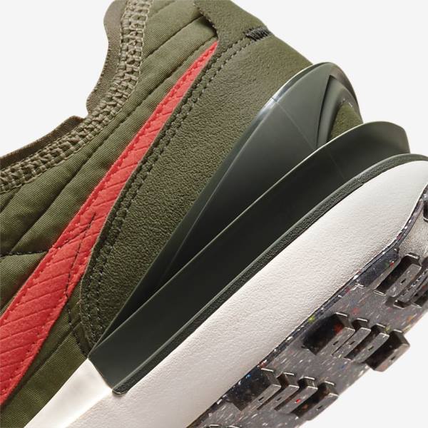 Men's Nike Waffle One Premium Sneakers Olive / Black / Orange | NK791HYW