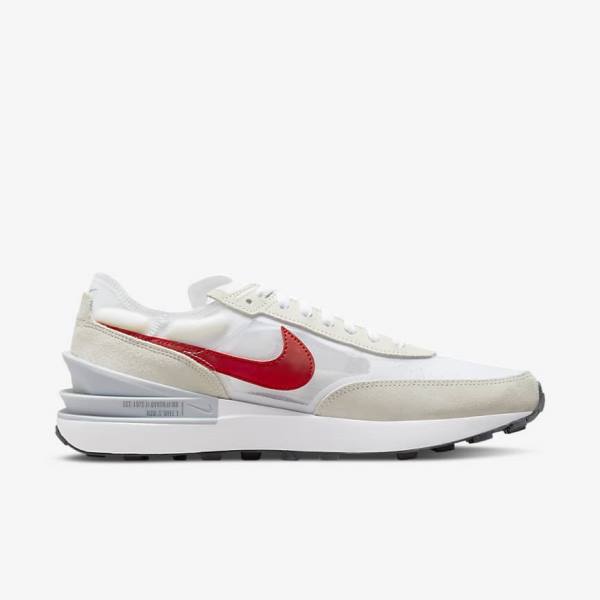 Men's Nike Waffle One Sneakers White / Green / Metal Silver / Red | NK964LUP