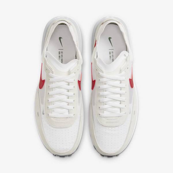 Men's Nike Waffle One Sneakers White / Green / Metal Silver / Red | NK964LUP