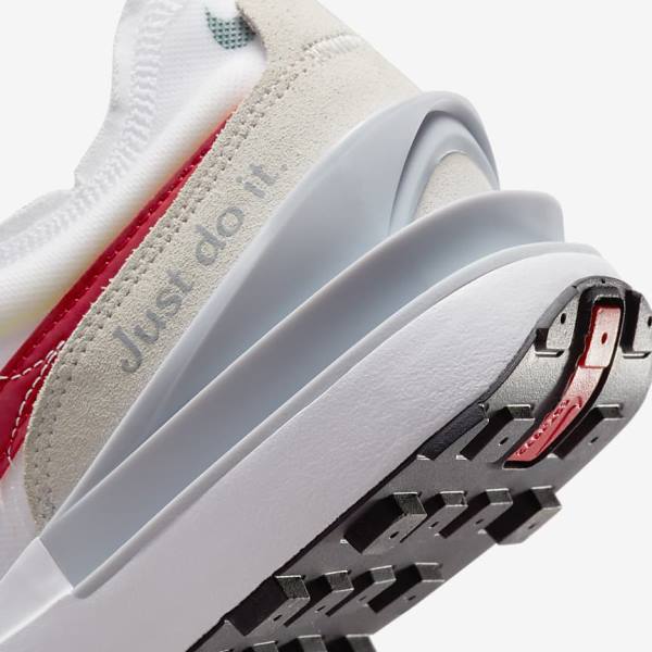 Men's Nike Waffle One Sneakers White / Green / Metal Silver / Red | NK964LUP