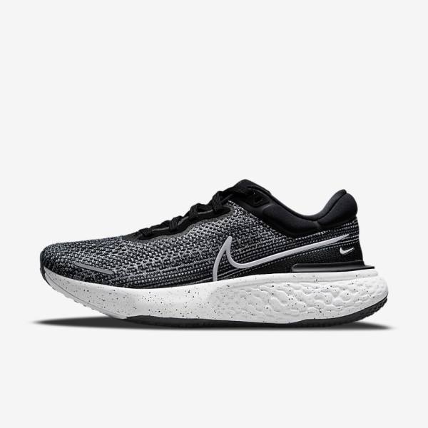 Men\'s Nike ZoomX Invincible Run Flyknit Road Running Shoes White / Black / White | NK158JPC