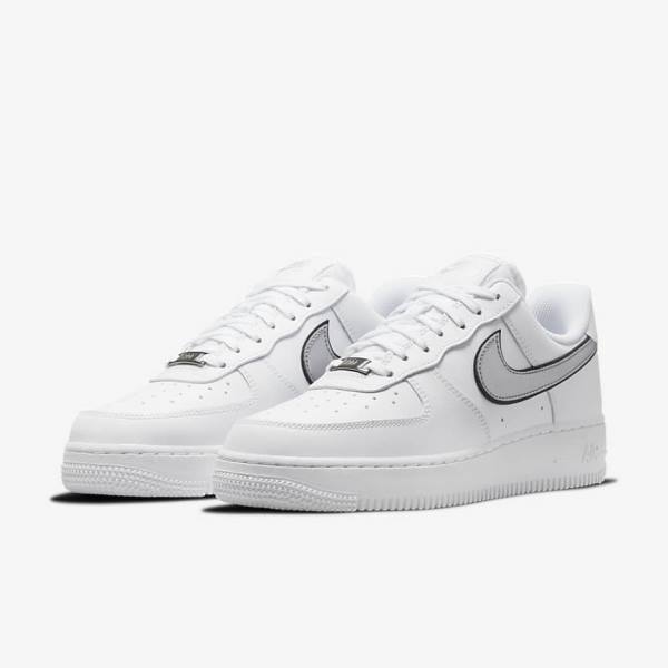 Women's Nike Air Force 1 07 Essential Sneakers White / Black / Metal Silver | NK074BKH