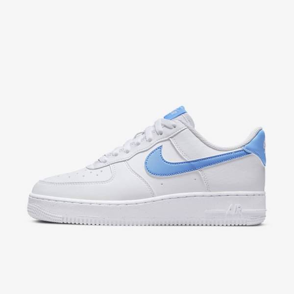 Women\'s Nike Air Force 1 07 Next Nature Sneakers White / Metal Silver / Blue | NK034GYW