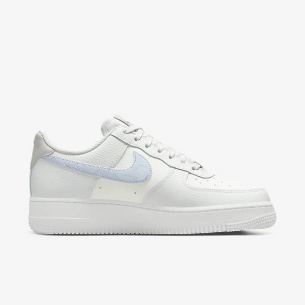 Women's Nike Air Force 1 07 Sneakers White / Metal Silver / Light Blue | NK069TIA