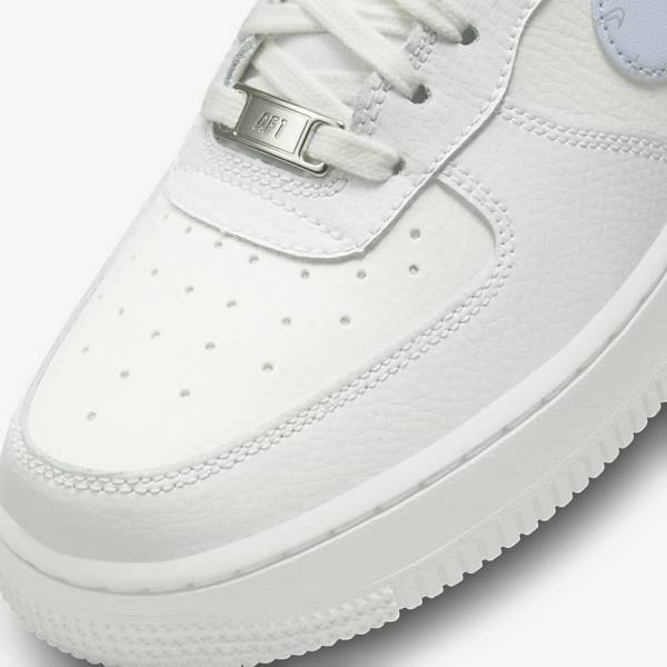 Women's Nike Air Force 1 07 Sneakers White / Metal Silver / Light Blue | NK069TIA