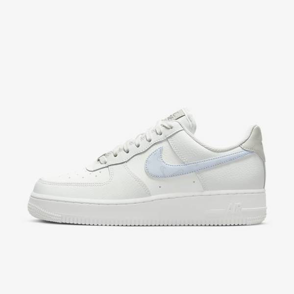 Women\'s Nike Air Force 1 07 Sneakers White / Metal Silver / Light Blue | NK069TIA