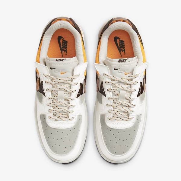 Women's Nike Air Force 1 Fontanka Sneakers Brown / Light Beige / Yellow | NK278UZA