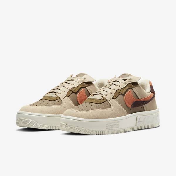 Women's Nike Air Force 1 Fontanka Sneakers Burgundy / Khaki | NK946JIE