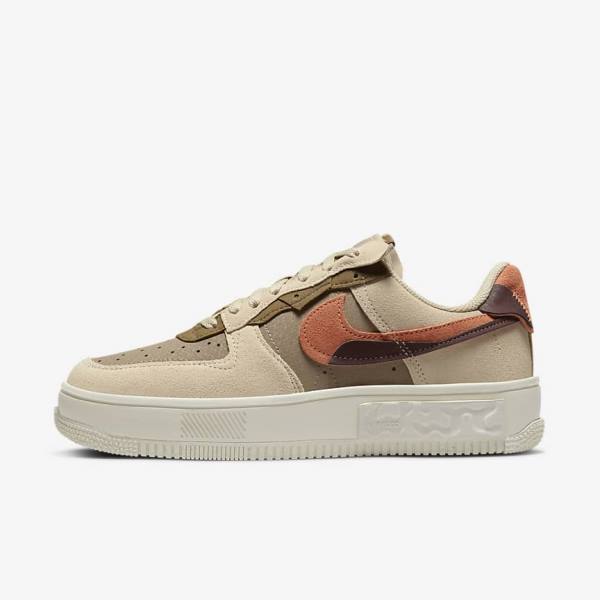 Women\'s Nike Air Force 1 Fontanka Sneakers Burgundy / Khaki | NK946JIE