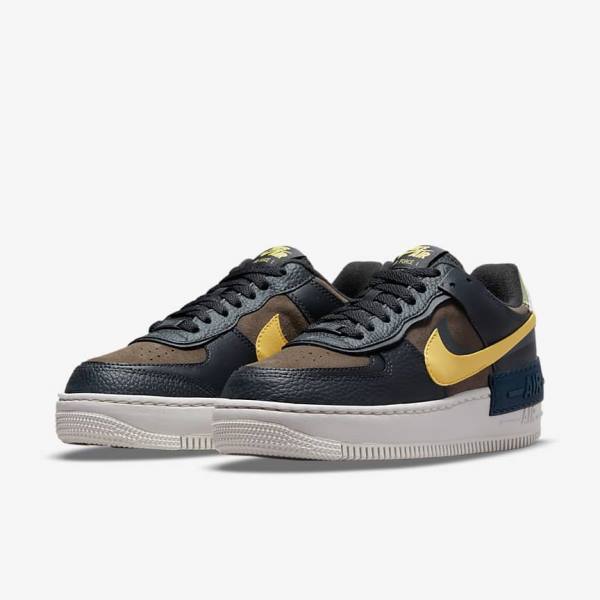 Women's Nike Air Force 1 Shadow Sneakers Green / White / Gold | NK697RLJ