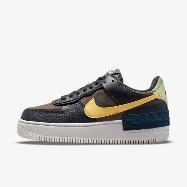 Women\'s Nike Air Force 1 Shadow Sneakers Green / White / Gold | NK697RLJ