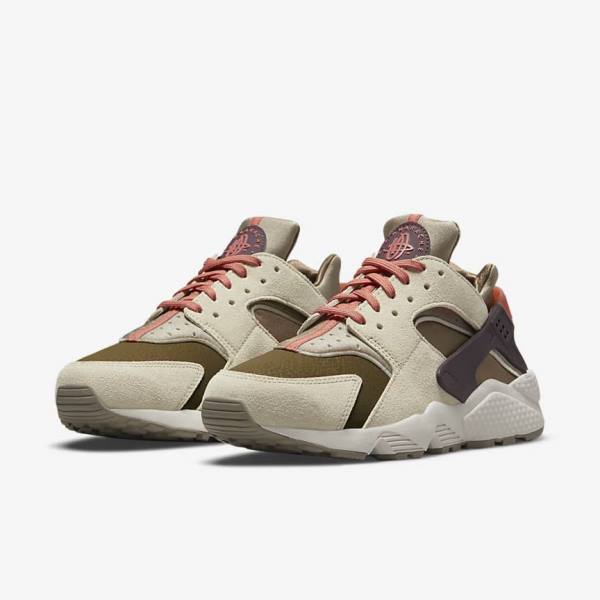 Women's Nike Air Huarache SP Sneakers Khaki / Burgundy | NK619SIP