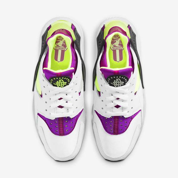 Women's Nike Air Huarache Sneakers White / Black / Yellow | NK631SCZ