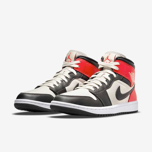 Women's Nike Air Jordan 1 Mid SE Sneakers Light Brown / Light Red / White | NK248LGH