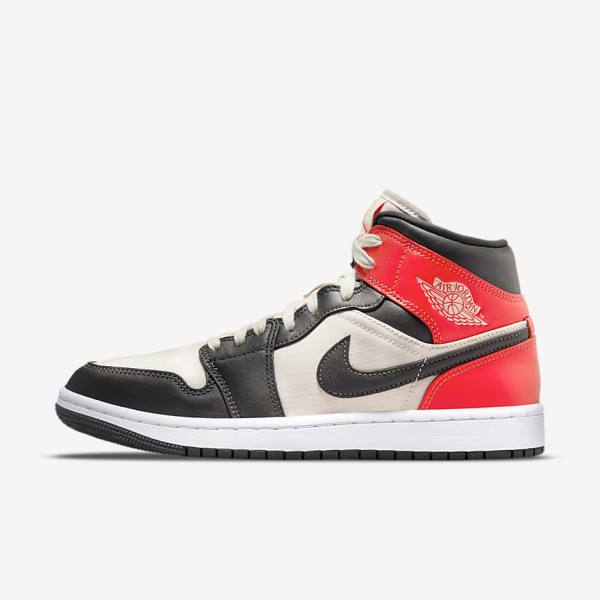 Women\'s Nike Air Jordan 1 Mid SE Sneakers Light Brown / Light Red / White | NK248LGH