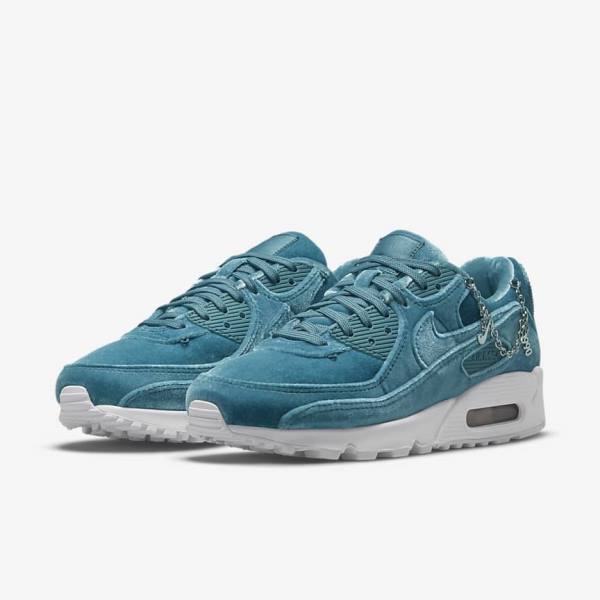 Women's Nike Air Max 90 Premium Sneakers Grey Green / Metal Silver / White / Grey Green | NK168SAU