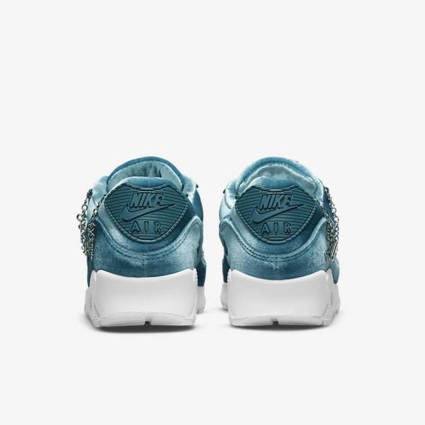 Women's Nike Air Max 90 Premium Sneakers Grey Green / Metal Silver / White / Grey Green | NK168SAU